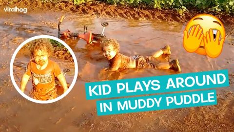 Little kid makes lots of fun playing in Mud || ViralHog