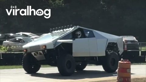 Cybertruck Look-Alike Taken For a Spin On a Drift Racing Track || ViralHog