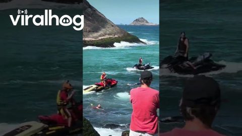 Surfers Work With Fire Department To Rescue Wrecked Speedboat || ViralHog