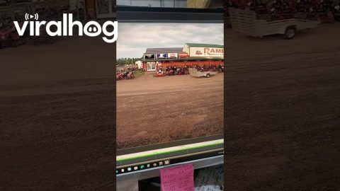 Trailer Blown By Wind Misses Mowers || ViralHog