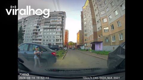 Scootering Kid Thanks God After Avoiding Accident || ViralHog