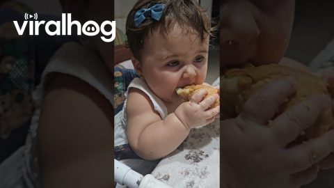 Sleepy Baby Eats a Snack || ViralHog