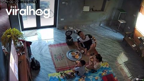 Cement Ceiling Falls On Meal || ViralHog