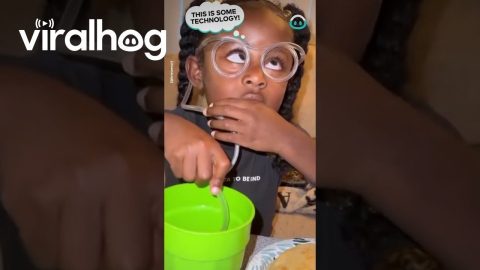 Cute Reaction To Drinking Straw Glasses || ViralHog