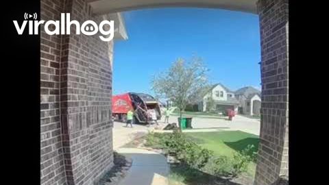 Garbage Men Have An Impromptu Sword Fight || ViralHog