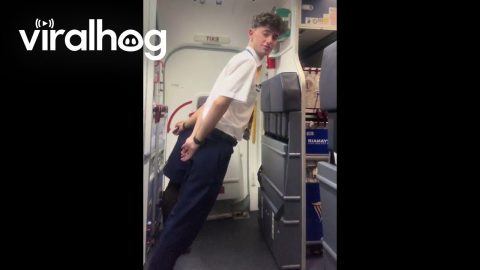 Flight Attendants Lean During Takeoff || ViralHog