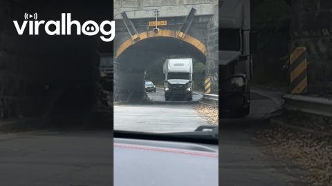 Semi Truck Does Not Meet Bridge Clearance || ViralHog