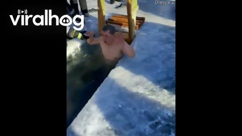Man Stumbles Into His Ice Bath || ViralHog