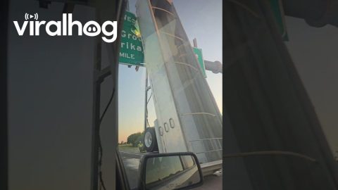 Semi-Truck Trailer Somehow Winds Up Pointing Towards the Sky || ViralHog