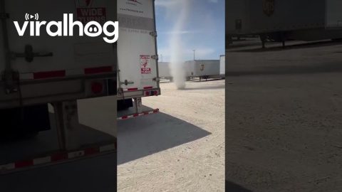 Dust Devil in a Dirt Parking Lot || ViralHog