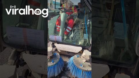 Street Sweeper Man Takes Mid-Day Snooze || ViralHog