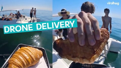 Drone Delivers Food On Boat || ViralHog