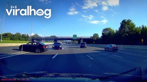 BMW Loses Control and Collides With Two Vehicles on the Interstate || ViralHog