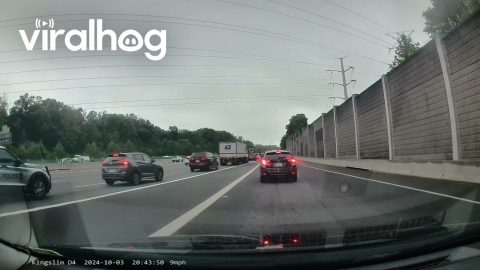 Perfectly Placed State Trooper Catches Early Merger || ViralHog