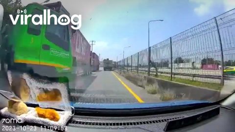 Dashcam Captures Close Call and Rear-End Crash || ViralHog