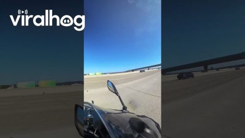 Motorcyclist's Helmet Cam Captures Blue Angels Flying Over Highway || ViralHog