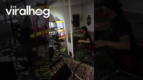 Motorboat Used to Extinguish House Fire Amid Hurricane Helene Aftermath || ViralHog