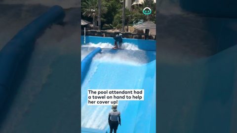 Surf Pool Attendant Protects Woman's Dignity || ViralHog