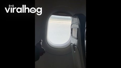Plane Lands on Flooded Runway at Barcelona Airport || ViralHog
