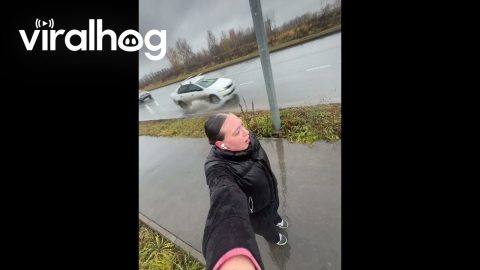 Woman Gets Splashed By Car || ViralHog