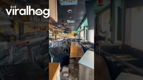 A Look Inside a Bar Damaged by Hurricane Helene || ViralHog