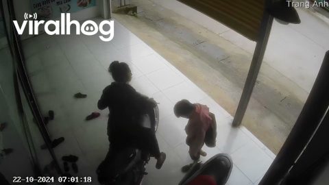 Garage Door Unexpectedly Closes || ViralHog
