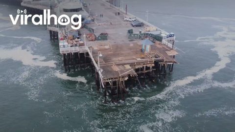 Drove POV Of Bathroom Washed Off Santa Cruz Wharf || ViralHog