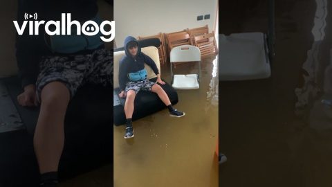 Floating Couch In Flooded Home || ViralHog