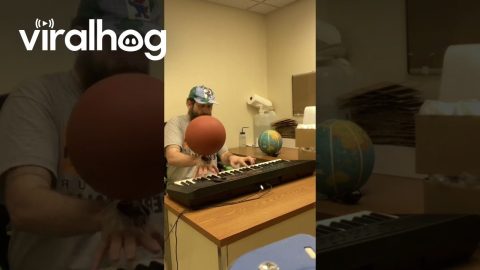 Playing Game Soundtrack On Piano While Spinning Basketball On Hand || ViralHog