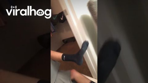 Home Gym Fail Pulls Off Door Trim || ViralHog