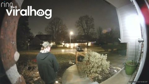 Truck Slowly Slides Down Icy Driveway || ViralHog