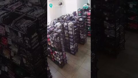Sliding Chair Knocks Shelves Continually || ViralHog