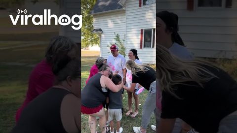 Dad Literally Flips Out at Gender Reveal || ViralHog