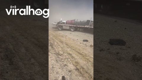 Extreme Winds Lead to Multi-Car Pileup || ViralHog