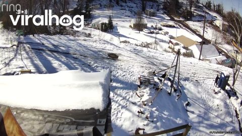 Amazon Van Slides Down Icy Hill || ViralHog