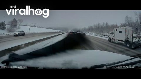 Truck Looses Control And Gets Hit By Semi-Truck || ViralHog