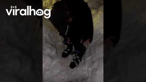 Skiiing On Snowy Town Streets || ViralHog