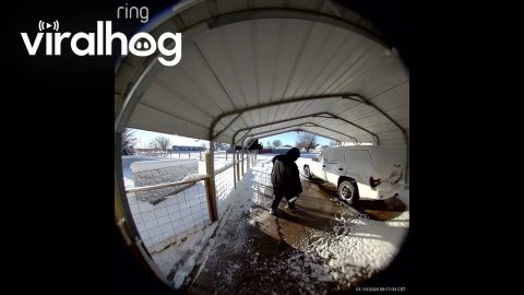 Texan Man Laughs At Himself After Icy Fall || ViralHog