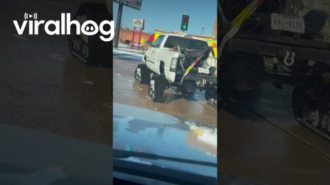 Tracked Truck Ready For Texas Snow || ViralHog