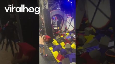 Dad Dramatically Falls Into Foam Pit || ViralHog