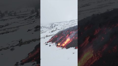 Mount Etna Lava Flow Advances Slowly Through Snow || ViralHog