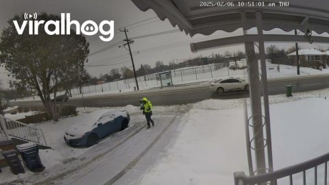 Car Hits Bin Then Runs || ViralHog
