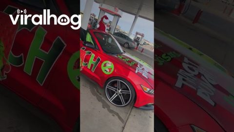 The Grinch Fuels Up At A Texas Gas Station || ViralHog