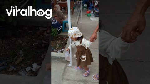 Toddler Carefully Moves Fish Around A Pole || ViralHog