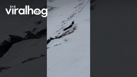 Snowboarder Refuses to Let Go of Lift || ViralHog