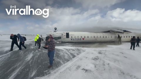Close-Up Footage of Toronto Plane Crash Aftermath || ViralHog