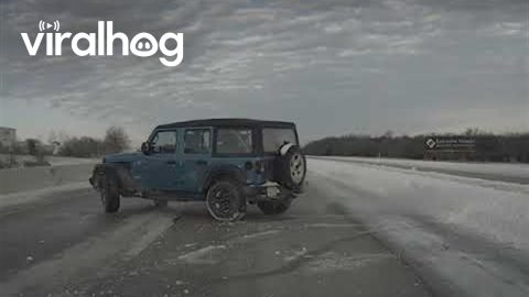 Jeep Loses Control on Slippery Road || ViralHog