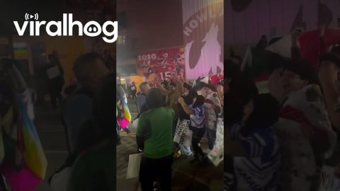 Police Officer Waves Mexican Flag at Kansas City Protest || ViralHog