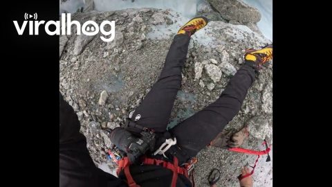 Climber Loses Footing, Slides Down Glacier || ViralHog