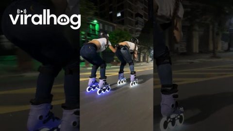 Inline Skaters Light Up Downhill Cruise || ViralHog